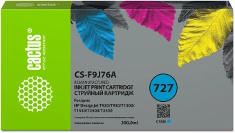 Картридж струйный Cactus CS-F9J76A 727 XXL голубой (300мл) для HP DJ T920/T930/T1500/T1530/T2500/T2530 с чипом - купить недорого с доставкой в интернет-магазине
