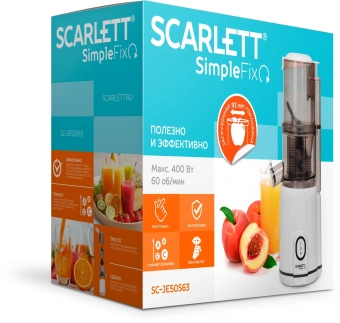 Соковыжималка шнековая Scarlett SC-JE50S63 400Вт рез.сок.:600мл. белый - купить недорого с доставкой в интернет-магазине