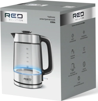 Чайник электрический Red Solution G104 1.7л. 2200Вт черный/серебристый корпус: стекло/металл/пластик - купить недорого с доставкой в интернет-магазине