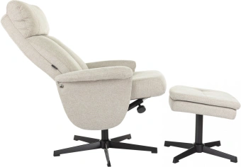 Кресло для дома Бюрократ _Baron с пуфом бежевый металл черный крестов. (_BARON/BEIGE) - купить недорого с доставкой в интернет-магазине