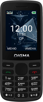 Мобильный телефон Digma A243 Linx 32Mb черный моноблок 2Sim 2.4" 240x320 GSM900/1800 GSM1900 microSD max32Gb - купить недорого с доставкой в интернет-магазине