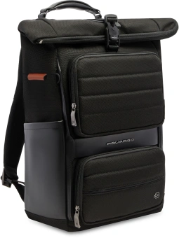 Рюкзак мужской Piquadro Oberon CA7280W150/N роллтоп черный нейлон/натур.кожа - купить недорого с доставкой в интернет-магазине