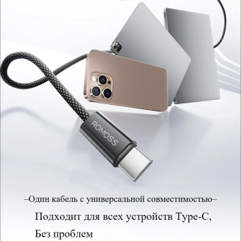 Кабель Romoss CB3038 1746960 ver2.0 USB (m)-USB Type-C (m) 1.2м черный - купить недорого с доставкой в интернет-магазине
