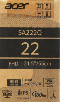 Монитор Acer 21.45" SA222QEbi черный IPS LED 1ms 16:9 HDMI матовая 250cd 178гр/178гр 1920x1080 100Hz FreeSync VGA FHD 2.48кг - купить недорого с доставкой в интернет-магазине
