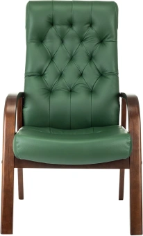 Кресло Бюрократ T-9928WALNUT-CF зеленый кожа на ножках дерево - купить недорого с доставкой в интернет-магазине
