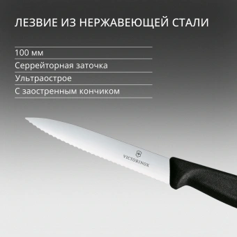 Набор ножей кухон. Victorinox Swiss Classic Paring 6.7733.6 для овощей компл.:6предм. черный карт.коробка - купить недорого с доставкой в интернет-магазине