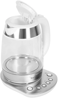 Чайник электрический Hyundai HYK-G4033 1.7л. 2200Вт белый/серебристый корпус: стекло - купить недорого с доставкой в интернет-магазине