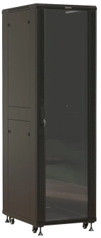 Шкаф серверный Hyperline (TTBR-4261-AS-RAL9004) напольный 42U 600x1000мм пер.дв.стекл задн.дв.спл.стал.лист 2 бок.пан. 800кг черный 910мм 128.2кг 2055мм IP20 сталь - купить недорого с доставкой в интернет-магазине