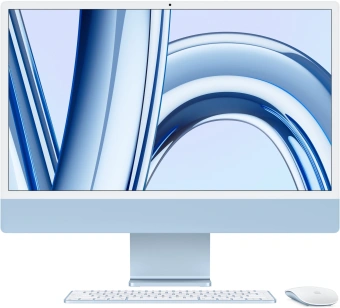 Моноблок Apple iMac A2874 24" 4.5K M3 8 core (4) 8Gb SSD256Gb 8 core GPU macOS WiFi BT 143W клавиатура мышь Cam синий 4480x2520 - купить недорого с доставкой в интернет-магазине