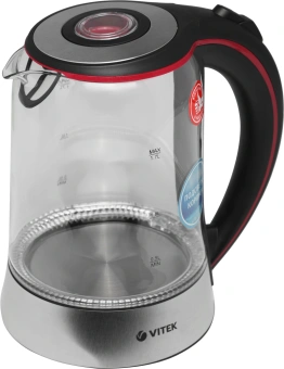 Чайник электрический Vitek VT-7009 1.7л. 2200Вт прозрачный корпус: стекло - купить недорого с доставкой в интернет-магазине