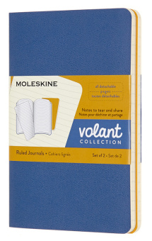 Блокнот Moleskine VOLANT QP711B41M17 Pocket 90x140мм 80стр. линейка мягкая обложка синий/желтый янтарный (2шт) - купить недорого с доставкой в интернет-магазине