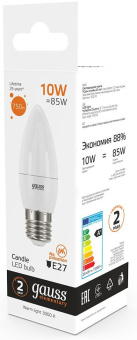 Лампа светодиодная Gauss Elementary 30210 10Вт цок.:E27 свеча 220B св.свеч.бел.теп. (упак.:10шт) - купить недорого с доставкой в интернет-магазине