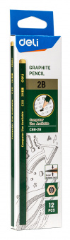 Карандаш ч/г Deli EC88-2B 2B шестигран. липа карт.кор. (12шт) - купить недорого с доставкой в интернет-магазине