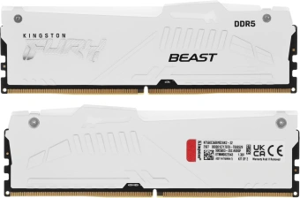 Память DDR5 2x16GB 6000MHz Kingston KF560C36BWE2AK2-32 Fury Beast White Expo RGB RTL PC5-48000 CL36 DIMM 288-pin 1.35В kit single rank с радиатором Ret - купить недорого с доставкой в интернет-магазине
