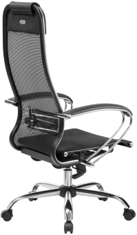 Кресло Метта 12 MPRU черный сиденье черный сетка/ткань с подголов. крестов. металл хром - купить недорого с доставкой в интернет-магазине