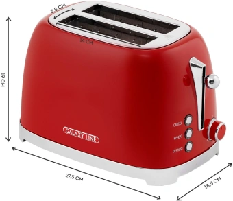 Тостер Galaxy Line GL 2919 900Вт красный - купить недорого с доставкой в интернет-магазине