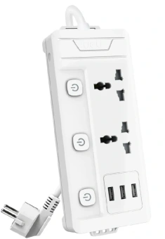 Сетевой фильтр Deli ET409 2м (2 розетки) белый (пакет ПЭ) - купить недорого с доставкой в интернет-магазине