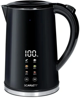 Чайник электрический Scarlett SC-EK21S66 1.7л. 2200Вт черный корпус: металл - купить недорого с доставкой в интернет-магазине
