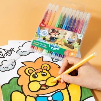 Фломастеры Deli EC172 Colorwow пулевидный пиш. наконечник Вентилируемый с блестками 12цв. (12шт.) - купить недорого с доставкой в интернет-магазине