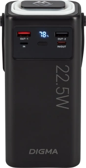 Мобильный аккумулятор Digma DGPF30B 30000mAh QC3.0/PD3.0 22.5W 3A 4xUSB-A/2xUSB-C черный (DGPF30B22PBK) - купить недорого с доставкой в интернет-магазине