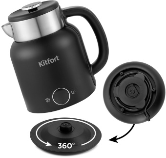 Чайник электрический Kitfort КТ-6196-1 1.5л. 2200Вт черный/серебристый (корпус: нержавеющая сталь) - купить недорого с доставкой в интернет-магазине