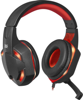 Наушники с микрофоном Defender Warhead G-370 черный/красный 2м накладные оголовье (64037) - купить недорого с доставкой в интернет-магазине
