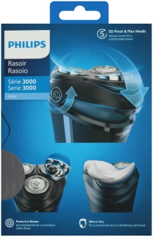 Бритва роторная Philips S3242/12 реж.эл.:3 питан.:аккум. черный/серебристый - купить недорого с доставкой в интернет-магазине