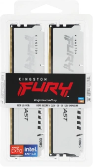 Память DDR5 2x16GB 5600MHz Kingston KF556C36BWEK2-32 Fury Beast White Expo RTL Gaming PC5-44800 CL36 DIMM 288-pin 1.25В kit single rank с радиатором Ret - купить недорого с доставкой в интернет-магазине