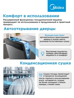 Посудомоечная машина Midea MCFD55S550Bi черный (компактная) - купить недорого с доставкой в интернет-магазине