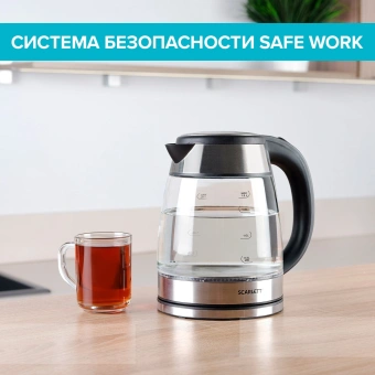 Чайник электрический Scarlett SC-EK27G40 1.8л. 1800Вт серебристый/черный корпус: стекло (EK27G40) - купить недорого с доставкой в интернет-магазине