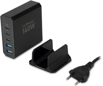 Настольное зар./устр. Digma Pro DPW10A 140W 5A (PD+QC) 3хUSB-C/2xUSB-A универсальное черный (DPW1A4G024BK) - купить недорого с доставкой в интернет-магазине
