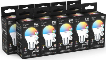 Лампа светодиодная Gauss 105102406 6Вт цок.:G45 шар 175B св.свеч.RGB (упак.:1шт) - купить недорого с доставкой в интернет-магазине
