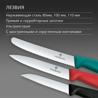 Набор ножей Victorinox Swiss Classic 6.7116.34C1 для овощей компл.:3предм. ассорти европодвес - купить недорого с доставкой в интернет-магазине