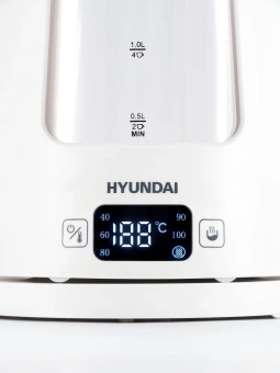 Чайник электрический Hyundai HYK-G9407 1.7л. 2200Вт белый корпус: стекло - купить недорого с доставкой в интернет-магазине