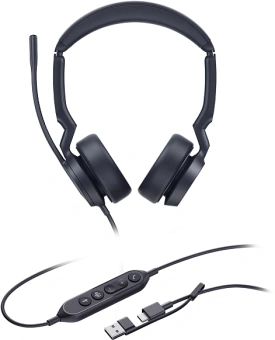 Гарнитура проводная Yealink UH44 Dual UC USB-C/A черный - купить недорого с доставкой в интернет-магазине