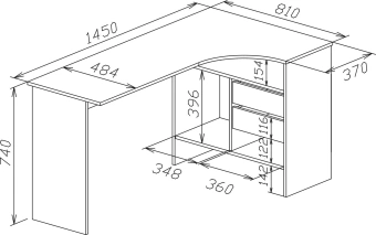Стол для компьютера Сокол СПм-25 П столешница ЛДСП бетон 145x74x81см (00-00011531) - купить недорого с доставкой в интернет-магазине