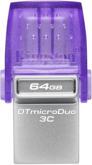 Флеш Диск Kingston 64GB DataTraveler microDuo 3C DTDUO3CG3/64GB USB3.0 фиолетовый - купить недорого с доставкой в интернет-магазине