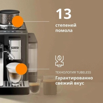 Кофемашина Delonghi Rivelia EXAM440.55.B 1450Вт серебристый/черный - купить недорого с доставкой в интернет-магазине