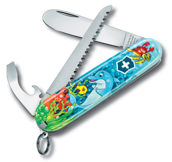 Нож перочинный Victorinox My First Victorinox Dolphin Edition (0.2373.E1) 84мм 9функц. голубой/рисунок карт.коробка - купить недорого с доставкой в интернет-магазине