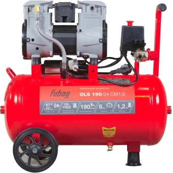 Компрессор поршневой Fubag OLS 190/24 CM1.6 безмасляный 190л/мин 24л 1200Вт красный/черный - купить недорого с доставкой в интернет-магазине