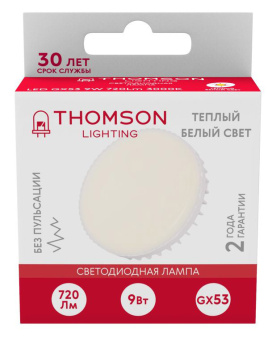 Лампа светодиодная Thomson TH-B4006 9Вт цок.:GX53 таблетка 220B св.свеч.бел.теп. Tablet (упак.:1шт) - купить недорого с доставкой в интернет-магазине