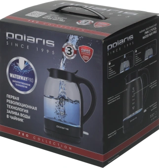 Чайник электрический Polaris PWK 1797CGL 1.8л. 2200Вт черный корпус: пластик/стекло - купить недорого с доставкой в интернет-магазине