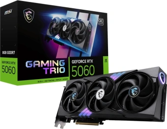 Видеокарта MSI PCI-E 5.0 RTX 5060 8G GAMING TRIO OC NVIDIA GeForce RTX 5060 8Gb 128bit GDDR7 2625/28000 HDMIx1 DPx3 HDCP Ret - купить недорого с доставкой в интернет-магазине