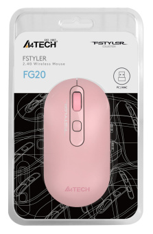 Мышь A4Tech Fstyler FG20 розовый оптическая (2000dpi) беспроводная USB для ноутбука (4but) - купить недорого с доставкой в интернет-магазине