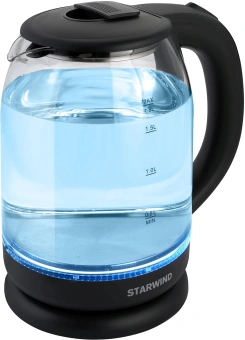 Чайник электрический Starwind SKG1779 1.8л. 1700Вт прозрачный/черный корпус: стекло - купить недорого с доставкой в интернет-магазине