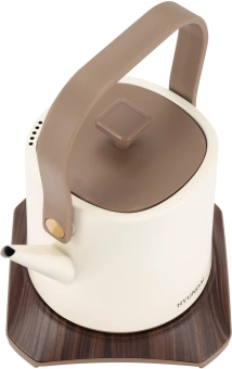 Чайник электрический Hyundai HYK-S2043 0.6л. 1000Вт кремовый/коричневый корпус: металл - купить недорого с доставкой в интернет-магазине