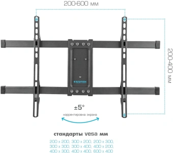 Кронштейн для телевизора Kromax CORBEL-8 титан 32"-75" макс.55кг настенный поворот и наклон - купить недорого с доставкой в интернет-магазине