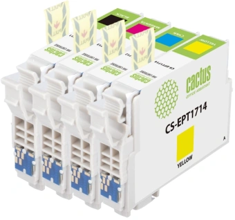 Картридж струйный Cactus CS-EPT1716 17XL черный/желтый/голубой/пурпурный набор (44.6мл) для Epson XP-33 с чипом - купить недорого с доставкой в интернет-магазине