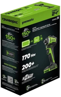 Винтоверт Greenworks ID3170 аккум. патрон:шестигр.1/4" (3804907CUC) - купить недорого с доставкой в интернет-магазине