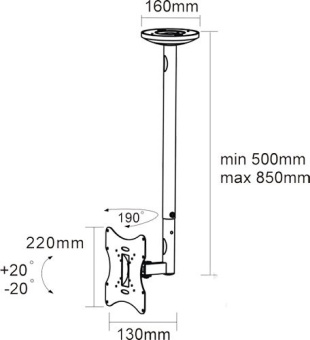 Кронштейн для телевизора Arm Media LCD-1000 черный 10"-37" макс.30кг потолочный поворот и наклон - купить недорого с доставкой в интернет-магазине